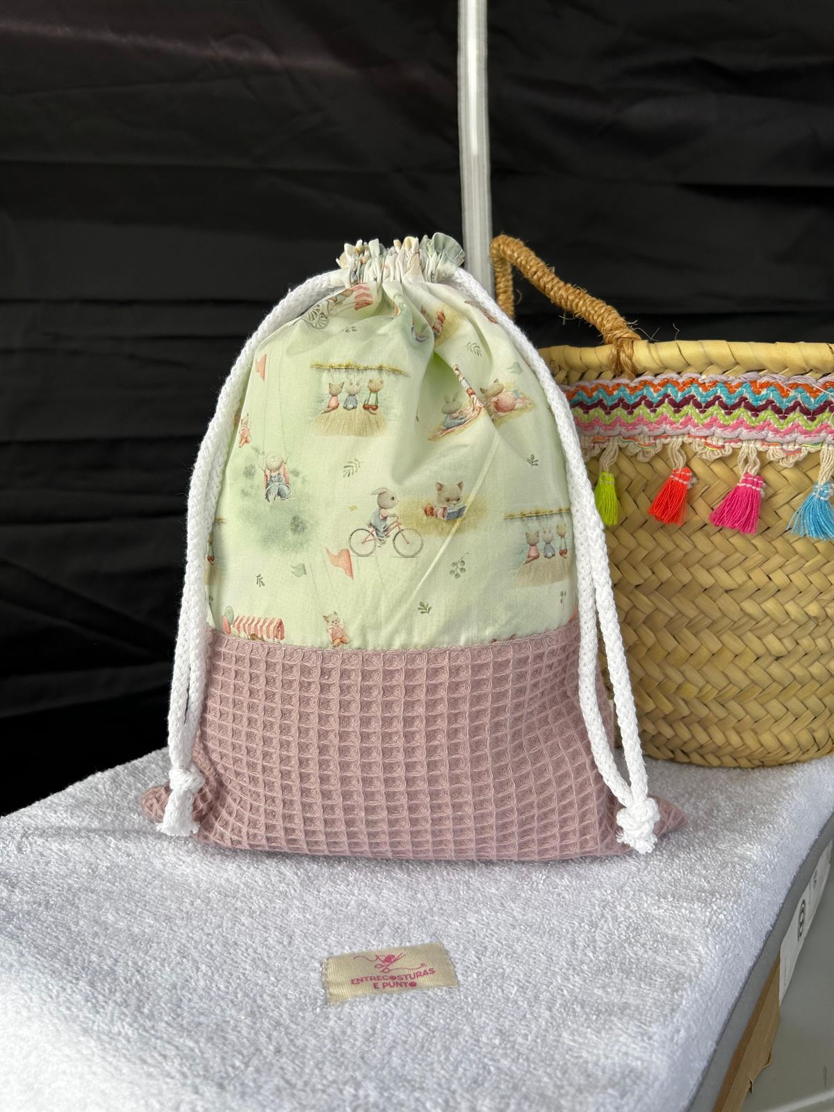 Bolsa de Merienda Infantil - Combinado Picnic y Gofre Rosa - Imagen 1