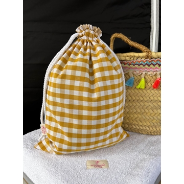 Bolsa de Merienda Infantil - Cuadros Vichy Mostaza - Imagen 1