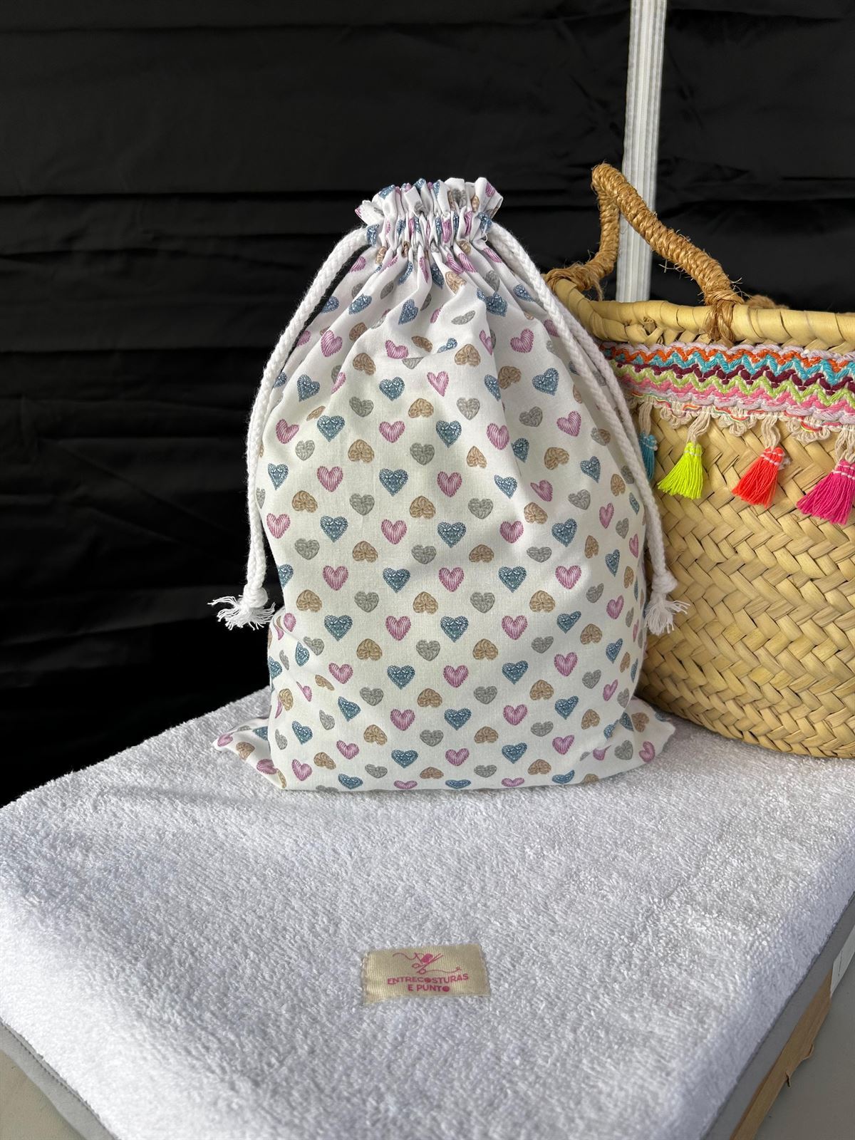 Bolsa Infantil de Tela - Colección "Corazones de Colores" - Imagen 1