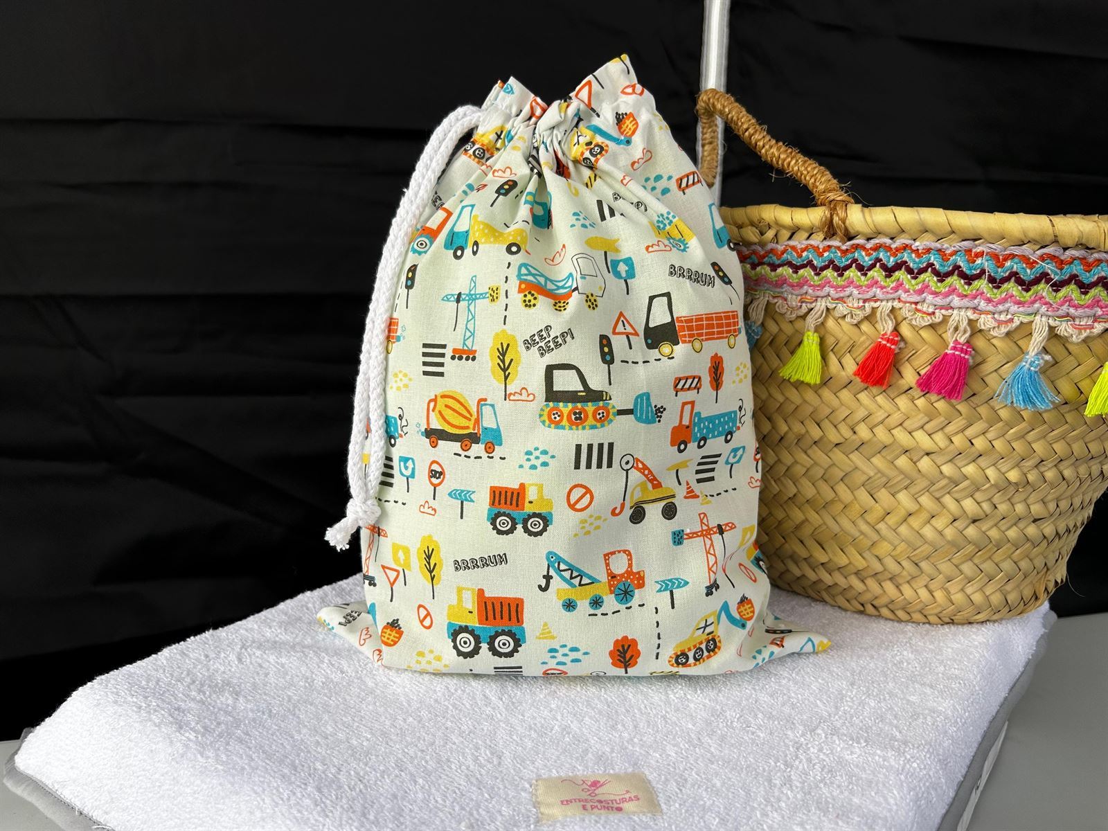 Bolsa Infantil de Tela - Colección "Obras y Construcción" - Imagen 1