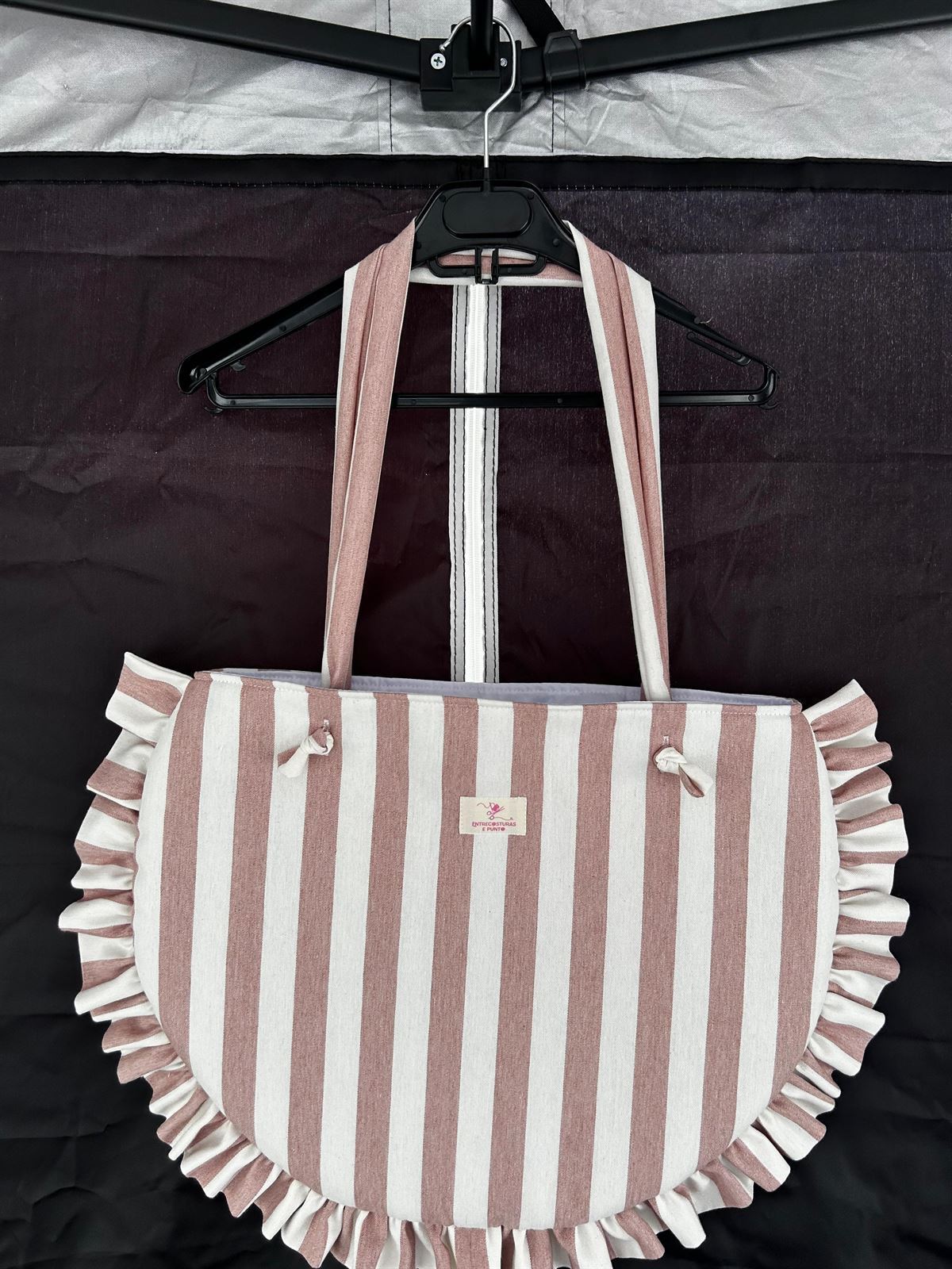 Bolso de Hombro con Volantes - Colección Rayas Vintage - Imagen 1