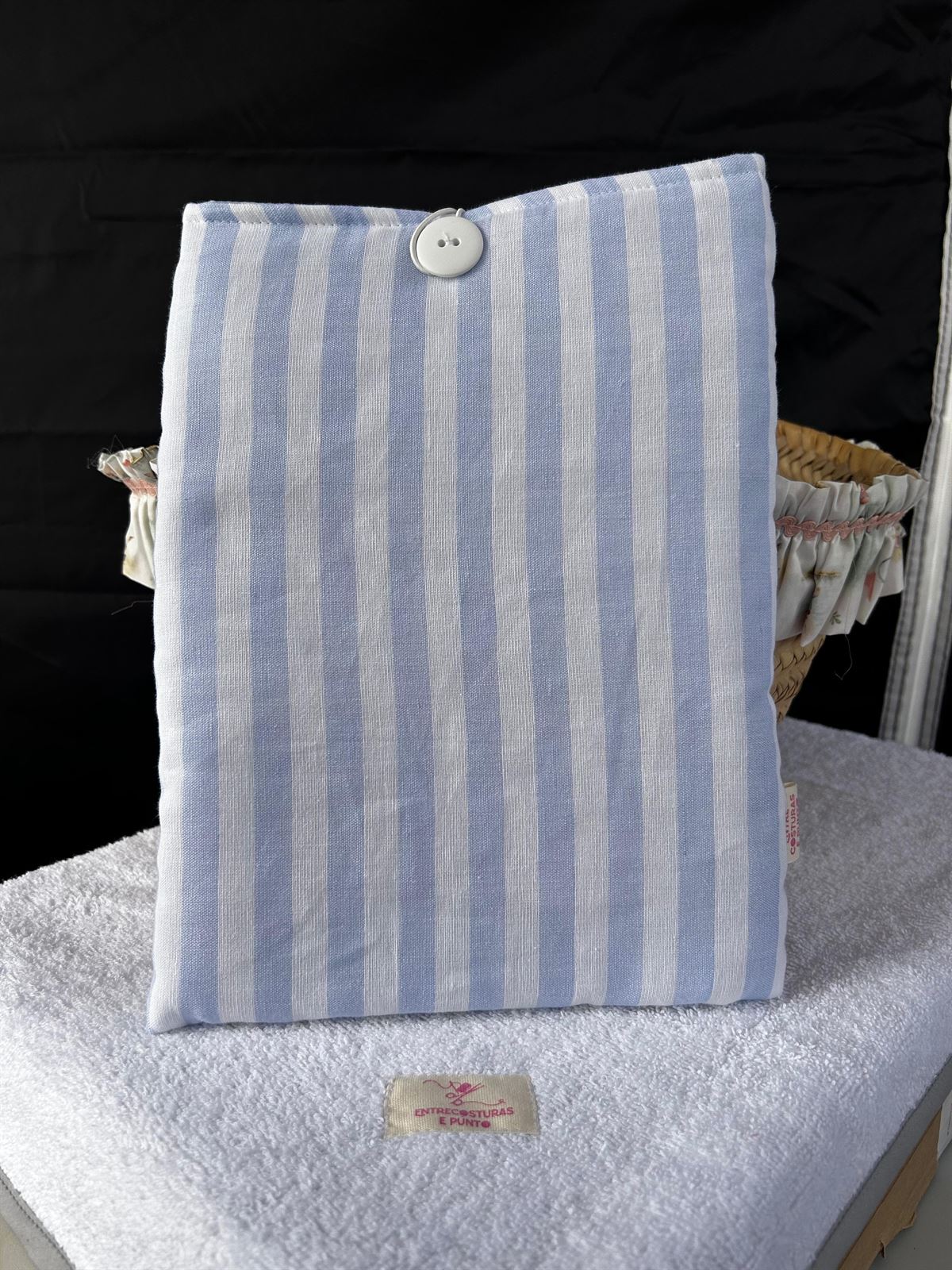 Funda Acolchada para Libros y Ebooks - Rayas Azul Cielo - Imagen 2