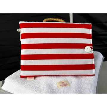 Funda Acolchada para Libros y Ebooks - Rayas Rojas y Blancas - Imagen 1