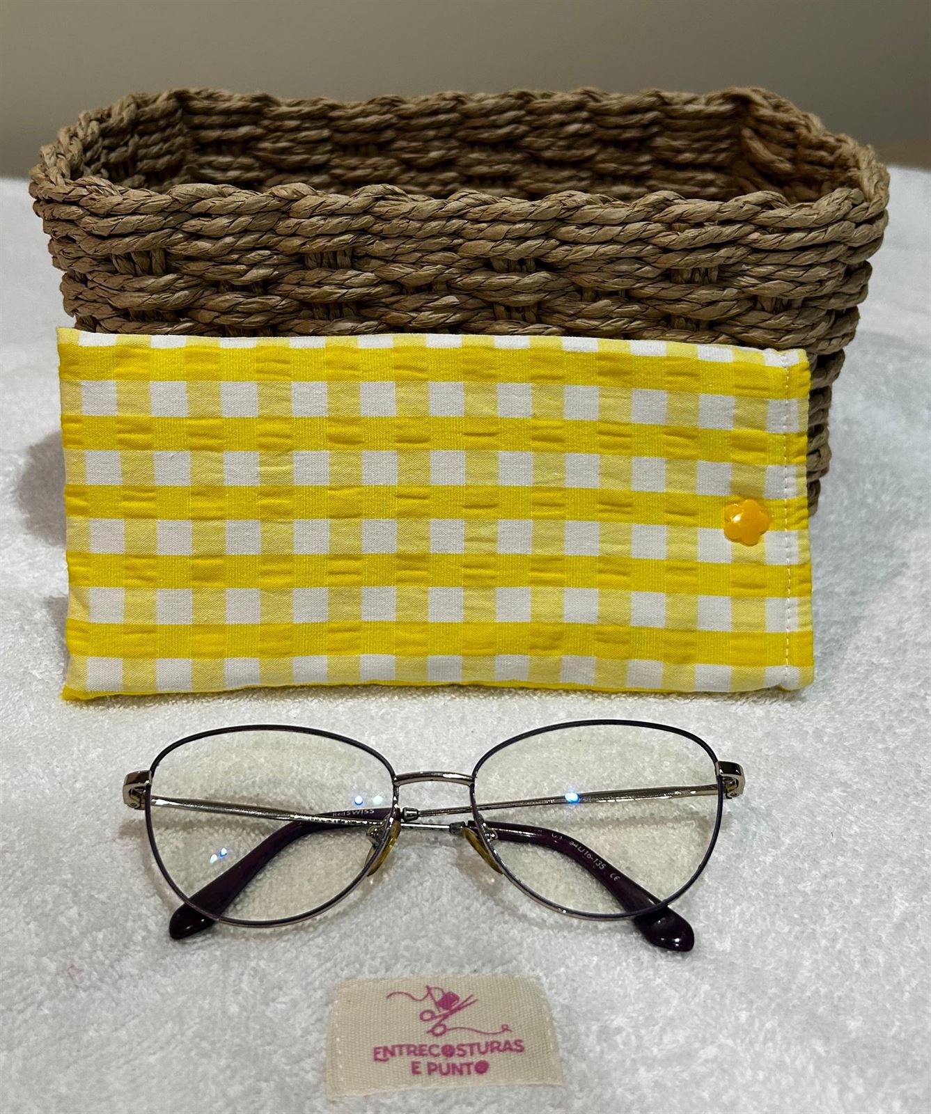 Funda de Gafas Artesanal – Cuadros Vichy Amarillo - Imagen 1