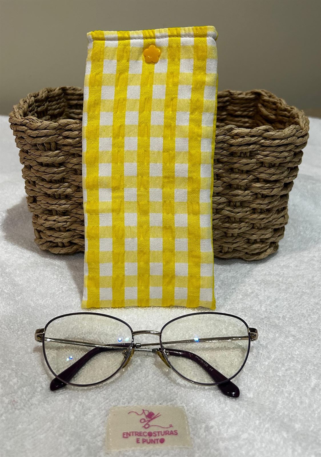 Funda de Gafas Artesanal – Cuadros Vichy Amarillo - Imagen 2