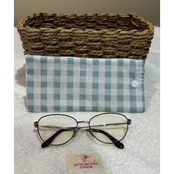 Funda de Gafas Artesanal – Cuadros Vichy Azul Pastel - Imagen 2