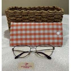 Funda de Gafas Artesanal – Cuadros Vichy Naranja - Imagen 1