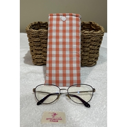 Funda de Gafas Artesanal – Cuadros Vichy Naranja - Imagen 2