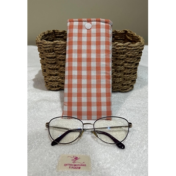 Funda de Gafas Artesanal – Cuadros Vichy Naranja - Imagen 2