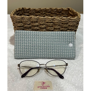 Funda de Gafas Artesanal – Cuadros Vichy Verde Agua - Imagen 1