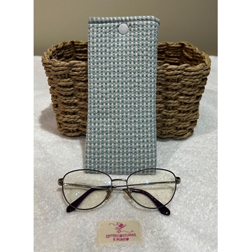 Funda de Gafas Artesanal – Cuadros Vichy Verde Agua - Imagen 2