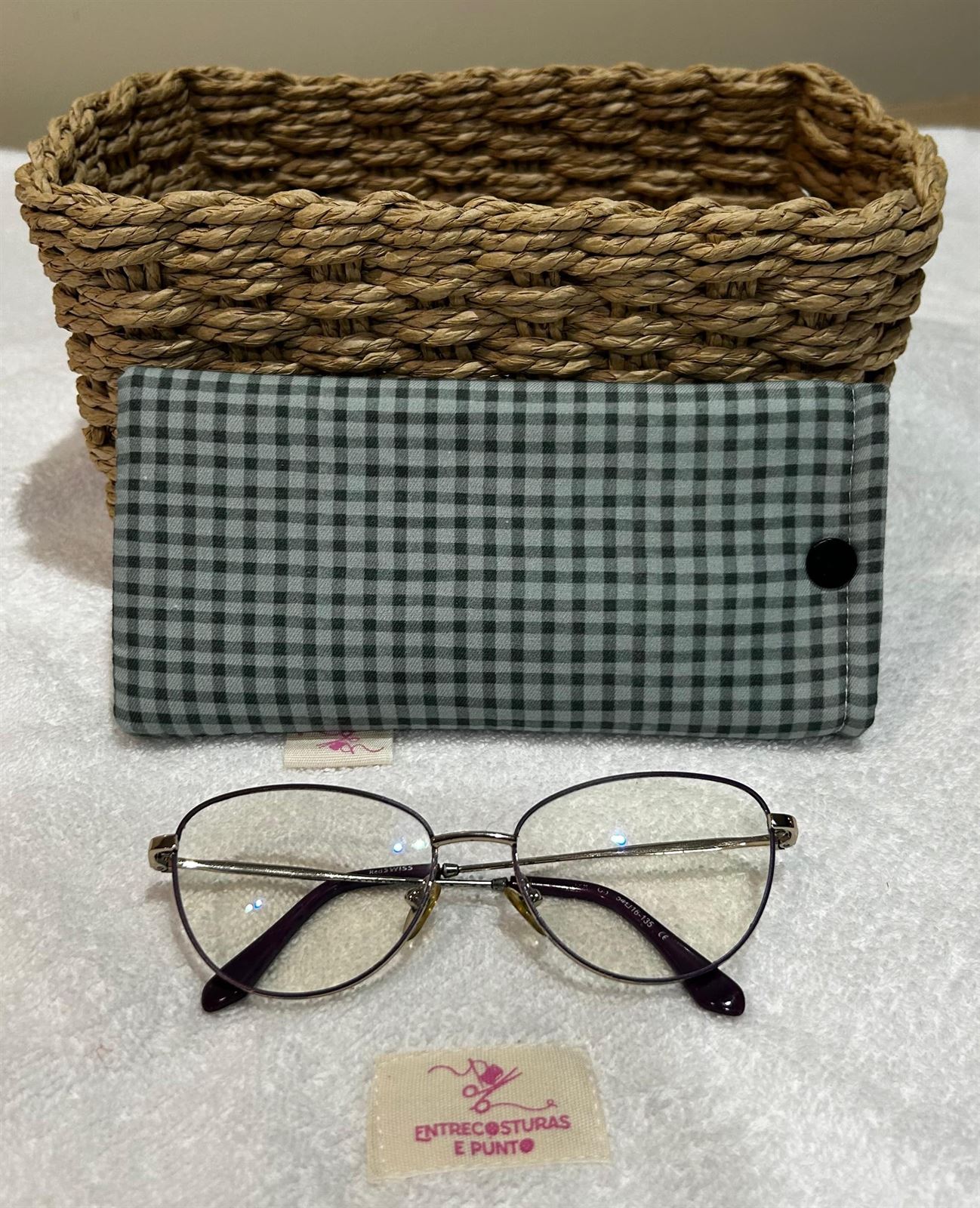 Funda de Gafas Artesanal – Cuadros Vichy Verde - Imagen 1