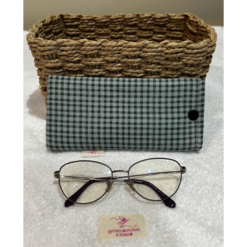 Funda de Gafas Artesanal – Cuadros Vichy Verde - Imagen 1