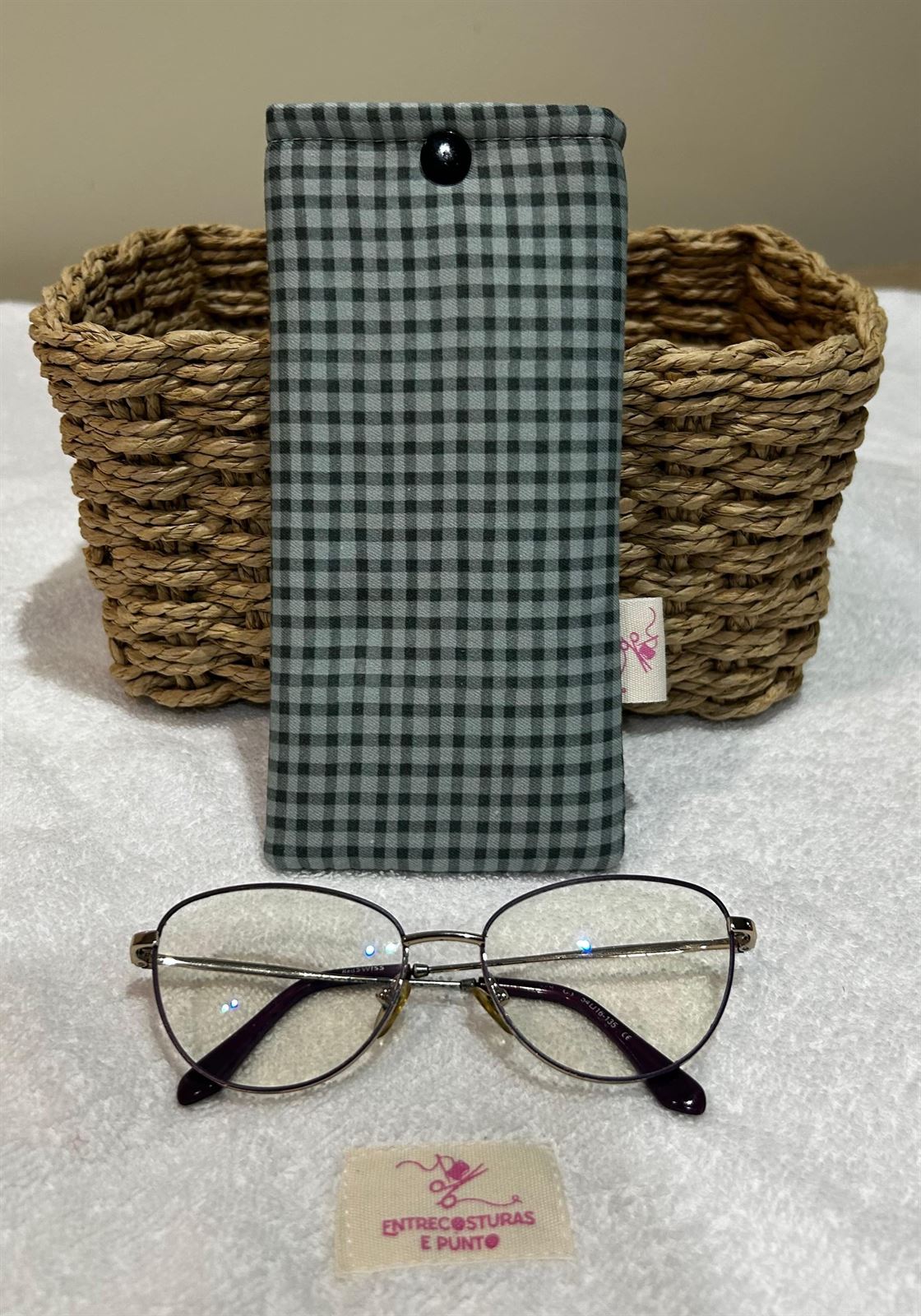 Funda de Gafas Artesanal – Cuadros Vichy Verde - Imagen 2
