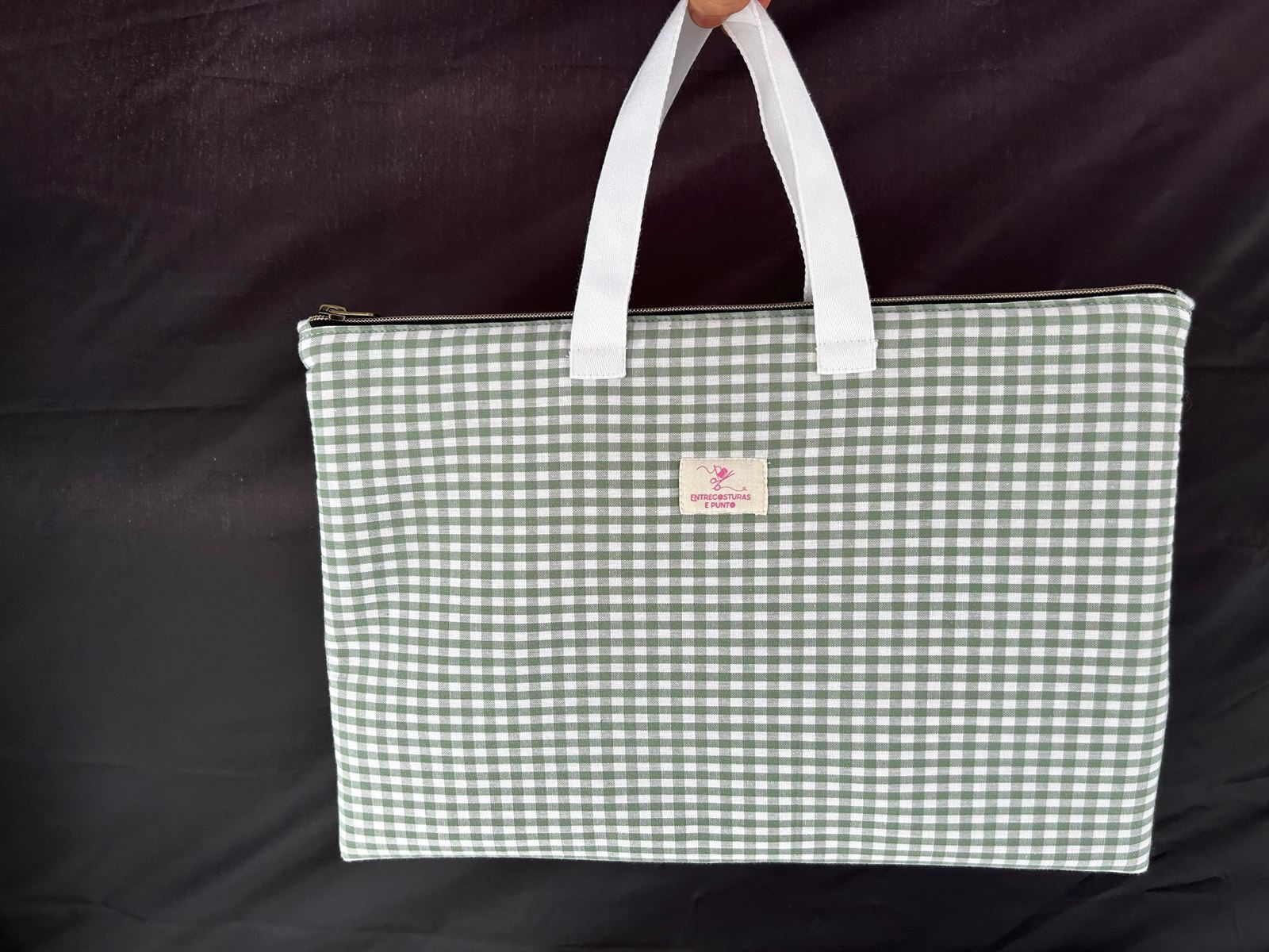 Funda para Portátil - Cuadros Vichy Verde Oliva - Imagen 2