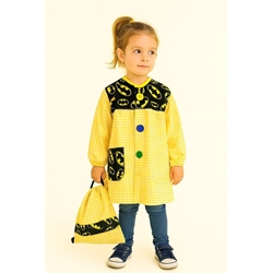 MANDILON + BOLSA VUELTA AL COLE - Mandilón y Bolsa Infantil Batman Amarillo a Cuadros - Imagen 1
