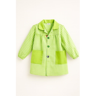 MANDILON VUELTA AL COLE - Mandilón Escolar Infantil Verde Cuadro Vichy - Imagen 2