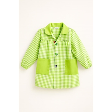 MANDILON VUELTA AL COLE - Mandilón Escolar Infantil Verde Cuadro Vichy - Imagen 2