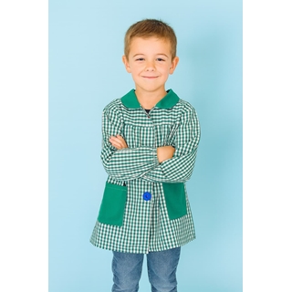 MANDILON VUELTA AL COLE - Mandilón Infantil Verde a Cuadros - Imagen 1