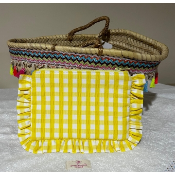 Neceser Artesanal – Cuadros Vichy Amarillo con Volantes - Imagen 1